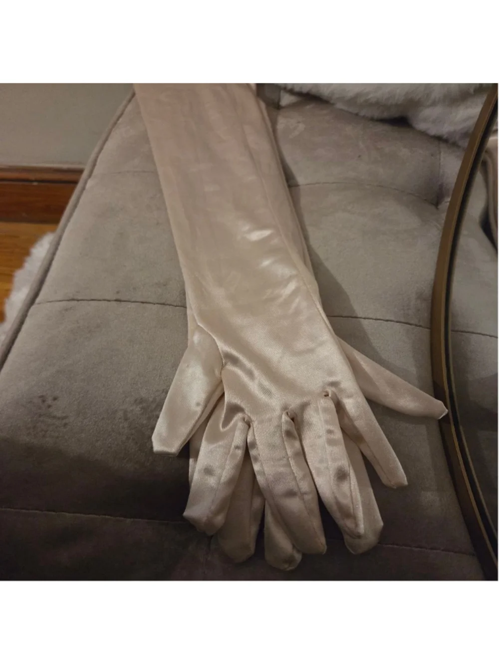 Women's Unbranded champagne Satin Opera Gloves One Size